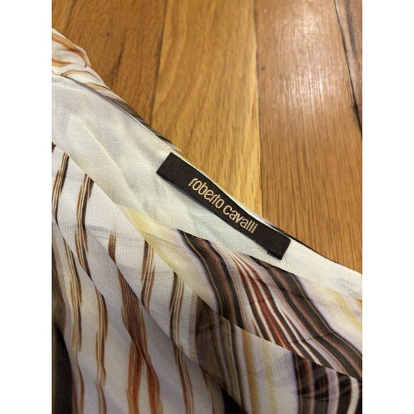 Vintage Roberto Cavalli Y2K One Shoulder Silk Tank Top Blouse Bead Size 38 US 2 - Picture 2 of 11